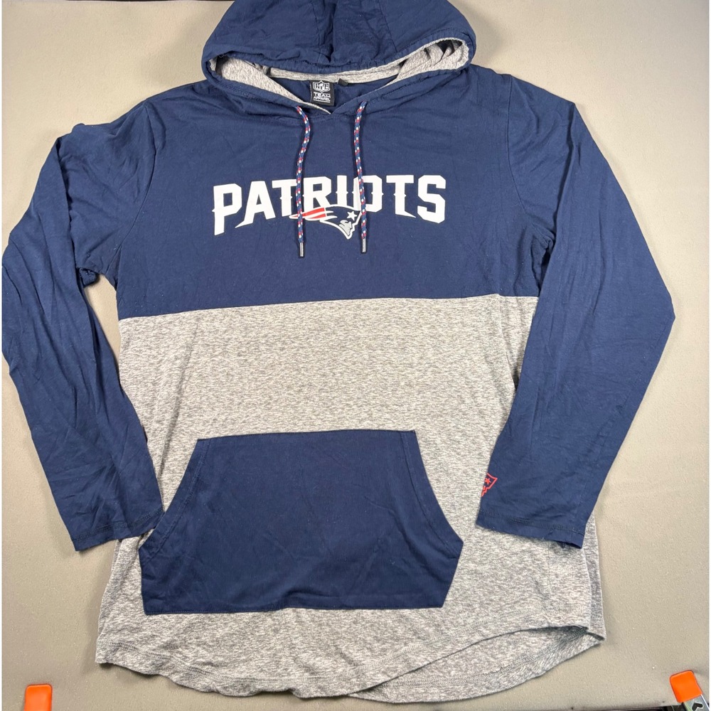 New England Patriots NFL Team Apparel Hoodie Navy Gray Colorblock Mens XL